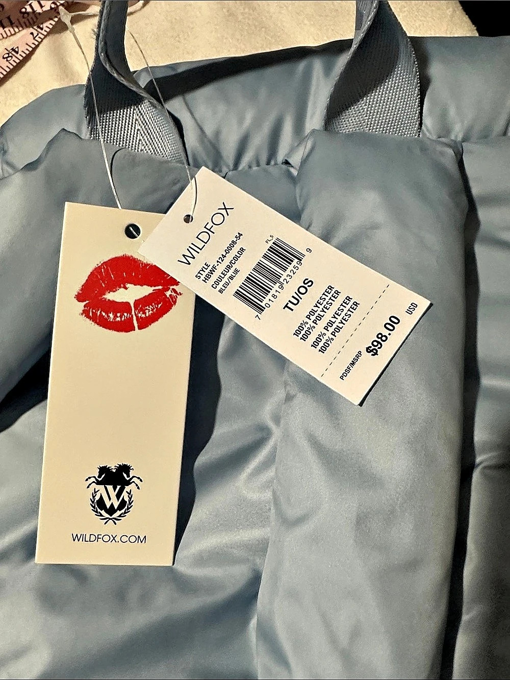 WILDFOX Puffer Drawstring Backpack Blue - Picture 11 of 11